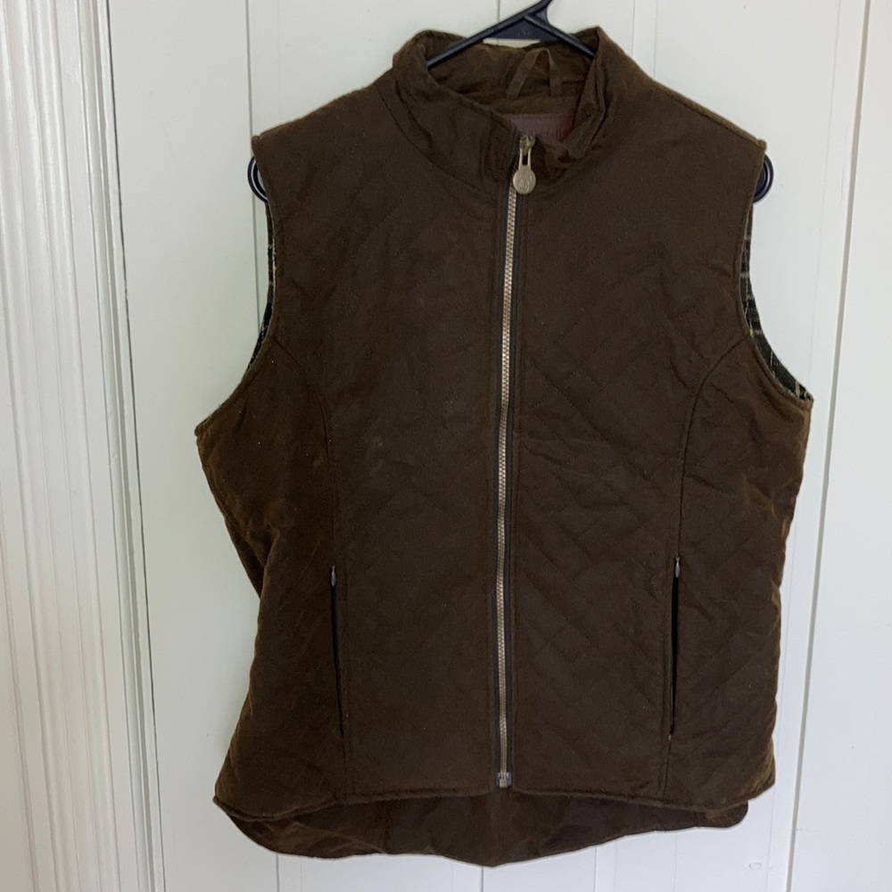 Waxed quilted vest with flannel lining